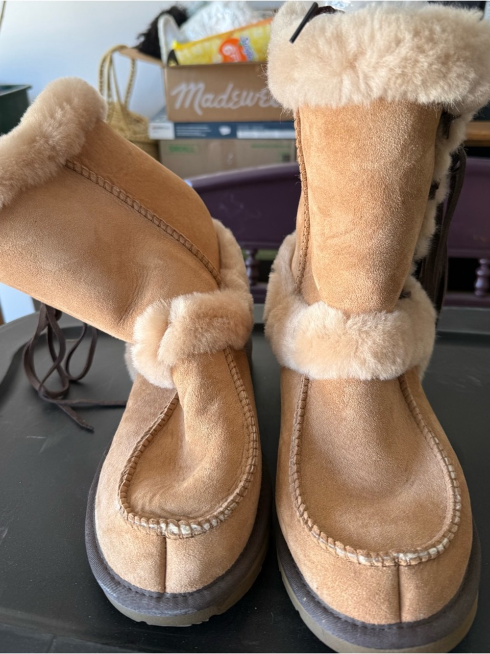 Women’s Chestnut Suede Shearling Ankle Booties Uggs